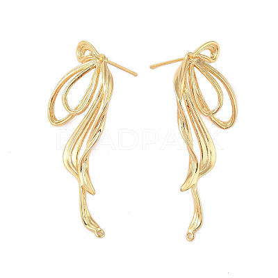 Brass Stud Earrings Findings EJEW-B063-01G-1
