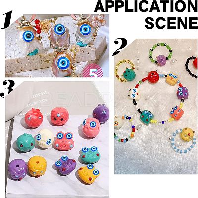 Round Evil Eye Resin Beads RESI-NB0001-26A-1