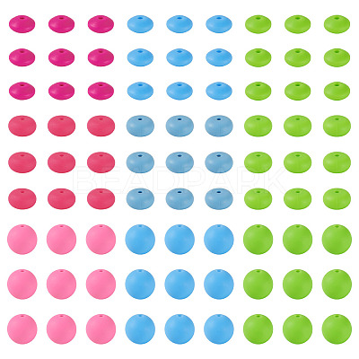 90Pcs 9 Styles Round Silicone Focal Beads SIL-TA0003-56-1