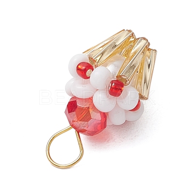 Glass Seed Beaded Cupcake Pendants PALLOY-MZ00581-01-1