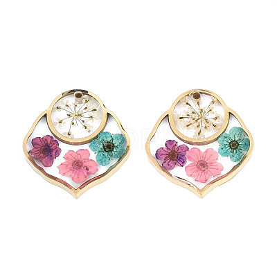 304 Stainless Steel Epoxy Resin Pendants STAS-T072-17-1
