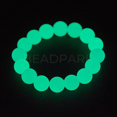 Synthetic Luminous Stone Beaded Stretch Bracelet BJEW-P203-8mm-01B-1