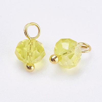 Electroplated Glass Charms GLAA-P038-05G-1