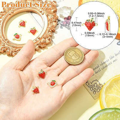 6Pcs 3 Styles Brass Micro Pave Cubic Zirconia Fruit Connector Charms KK-CJ0014-17-1