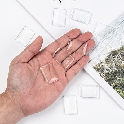 Transparent Rectangle Glass Cabochons X-GGLA-R025-33x23-1