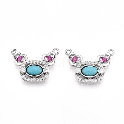 Synthetic Turquoise Rectangle with Flower Pendants KK-N258-15P-1