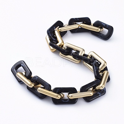 Handmade CCB Plastic Boston Link Chains AJEW-JB00683-07-1