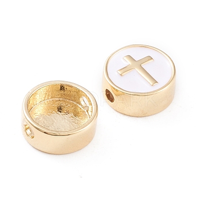 Brass Enamel Beads KK-F814-04G-1