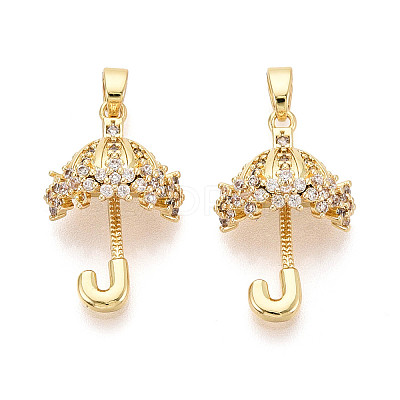 Brass Micro Pave Cubic Zirconia Pendants KK-T073-53G-1