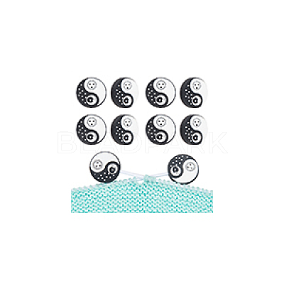 8Pcs Round with Sun and Moon Food Grade Eco-Friendly Silicone Focal Beads SIL-NB0001-46-1