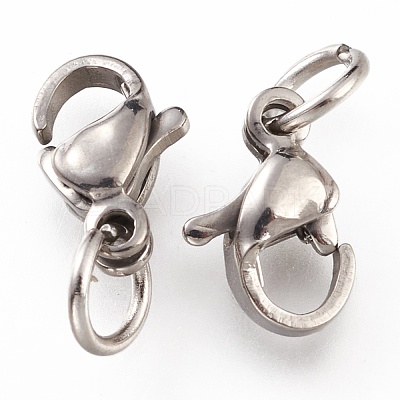 Tarnish Resistant 304 Stainless Steel Lobster Claw Clasps STAS-G240-01A-P-1