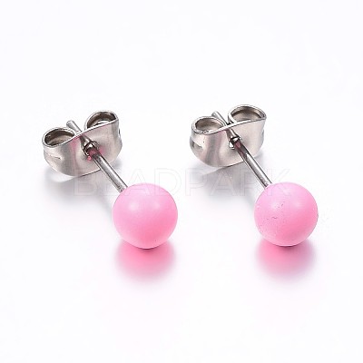 304 Stainless Steel Spray Painted Stud Earrings LS-EJEW-H353-07-F-1