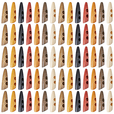 70Pcs 7 Colors 2-Hole Wood Buttons BUTT-GF0004-20-1
