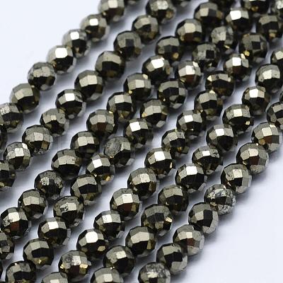 Natural Pyrite Beads Strands G-J369-19-3mm-1