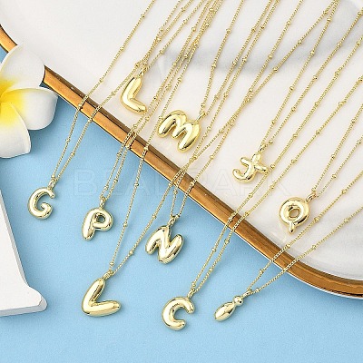 1Pc Initial Letter Brass Pendant Necklaces NJEW-YW0001-24K-1