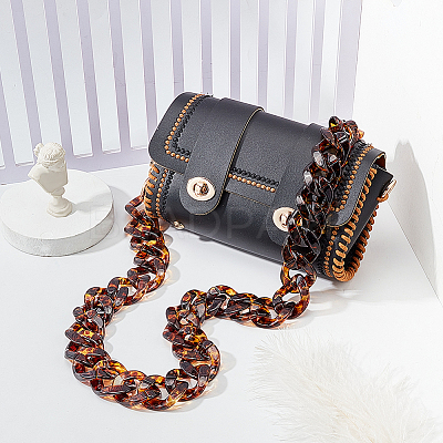 Leopard Print Pattern Acrylic Curb Chain Bag Handles FIND-WH0120-04A-1