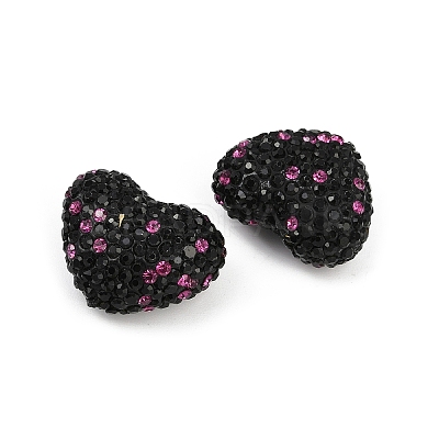 Heart Shaped Polymer Clay Rhinestone Beads CLAY-NH0002-01C-1
