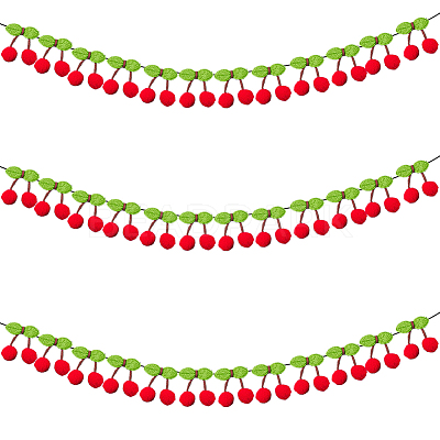 3 Bags Wool Pompom Cherry Hanging Banner DIY-CP0013-53-1