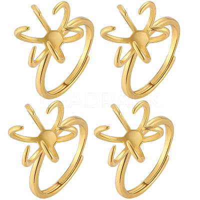 4Pcs Brass Adjustable Ring Findings KK-BBC0014-80G-1