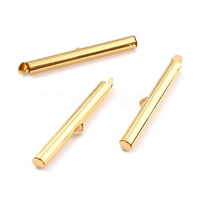 304 Stainless Steel Slide On End Clasp Tubes X-STAS-C044-08E-G-1