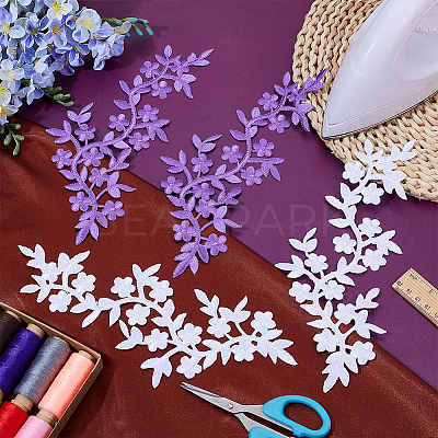 4Pcs 2 Styles Flower Embroider Thread Iron on/Sew On Patches PATC-NB0001-48-1