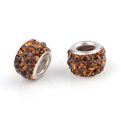 Polymer Clay Rhinestone European Beads X-CPDL-T001-24-1