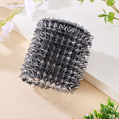 1 Yard 12-Row Resin Spike Stud Cone Flatback Punk Rock Trim Mesh Bead Craft FIND-TA0006-73A-1