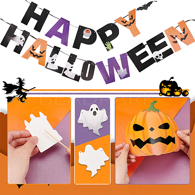 Halloween Decoration Paper Flag Banners DIY-WH0453-12A-1