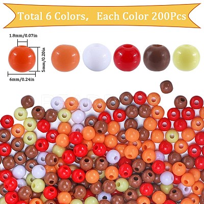 1200Pcs 6 Colors Thanksgiving Day Themed Opaque Acrylic Beads MACR-SC0001-44-1