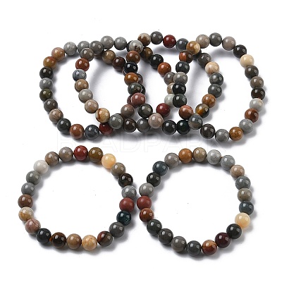 Natural Alashan Agate Round Beads Stretch Bracelets for Women BJEW-Z158-03M-03-1