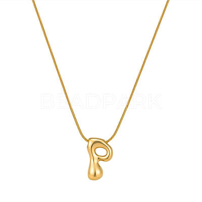 304 Stainless Steel Alphabet Pendant Necklaces for Men and Women GP1122-16-1