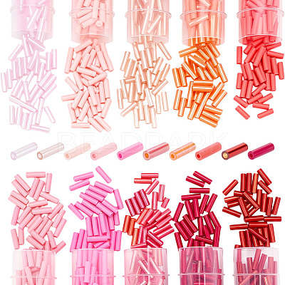 50G 10 Colors Glass Bugle Beads SEED-ME0001-19-1