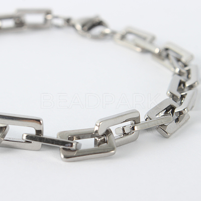 Tarnish Resistant Rectangle 201 Stainless Steel Chain Bracelets LS-BJEW-N240-06P-1