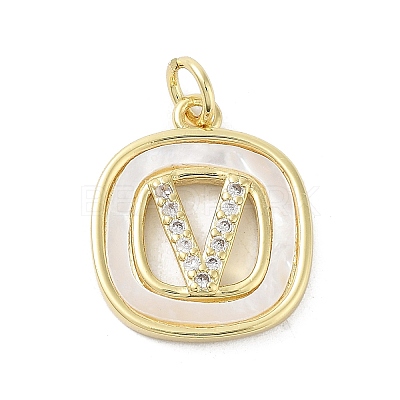 Rack Plating Brass Micro Pave Clear Cubic Zirconia Pendants KK-E102-33G-V-1