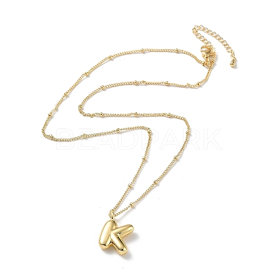 Initial Letter Brass Pendant Necklace NJEW-A015-21G-K-1