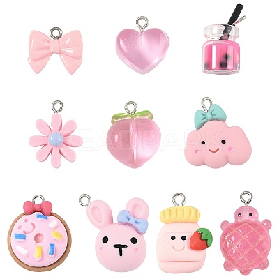 10Pcs 10 Styles Resin Pendants Sets RESI-FS0002-23-1