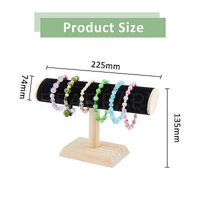 Velvet T-Bar Bracelet Display Stands  with Wooden Base BDIS-WH0010-03A-1