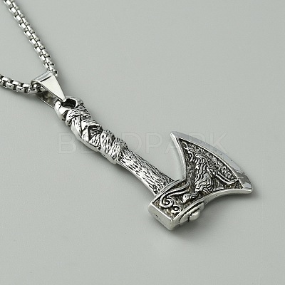 Alloy Pandant Necklace with Stainless Steel Box Chains for Men Women NJEW-WH0023-03P-03-1
