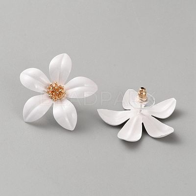 Iron & Alloy Enamel Flower Stud Earrings EJEW-WH0033-57B-1