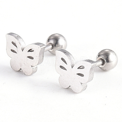 Tarnish Resistant 201 Stainless Steel Barbell Cartilage Earrings EJEW-R147-18-1
