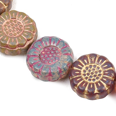 Painted Glass Beads Strands GLAA-F133-07D-1