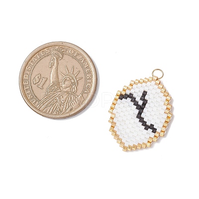 Glass Seed Beaded Twelve Constellations Pendants PALLOY-MZ00891-01-1