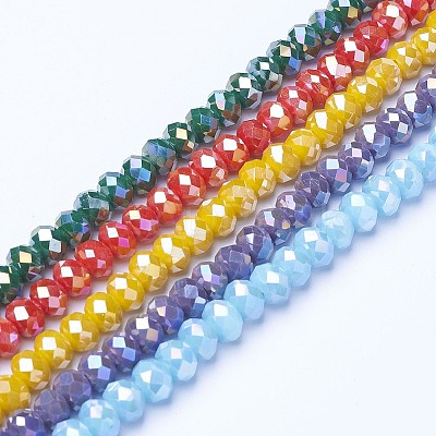 Electroplate Glass Beads Strands EGLA-A034-P8mm-B-1