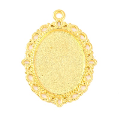 Tibetan Style Oval Alloy Pendant Cabochon Settings TIBEP-Q054-44G-RS-1