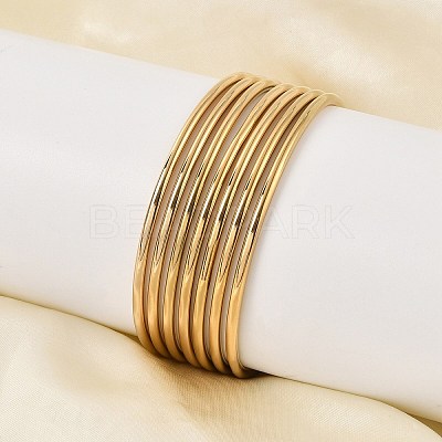 7Pcs PVD Vacuum Plating 201 Stainless Steel Plain Bangle Sets for Women BJEW-L664-022C-G02-1