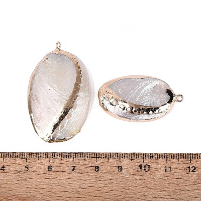 Electroplate Natural Paua Shell Pendants SSHEL-Q100-15KCG-1