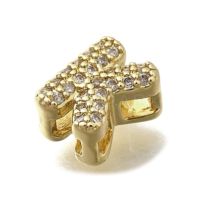 Brass Micro Pave Cubic Zirconia Letter Multi-Strand Links KK-D295-32G-11-1