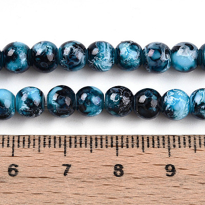 Baking Paint Glass Beads Strands LS-DGLA-N003-6mm-A08-1