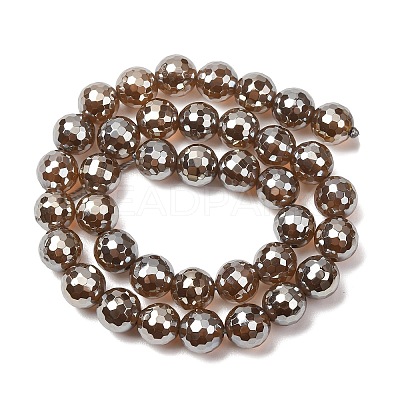 Electroplated Natural Agate Beads Strands G-B191-A07-10mm-17-1