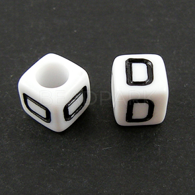 Letter Acrylic European Beads X-OPDL-R050-10mm-D-1